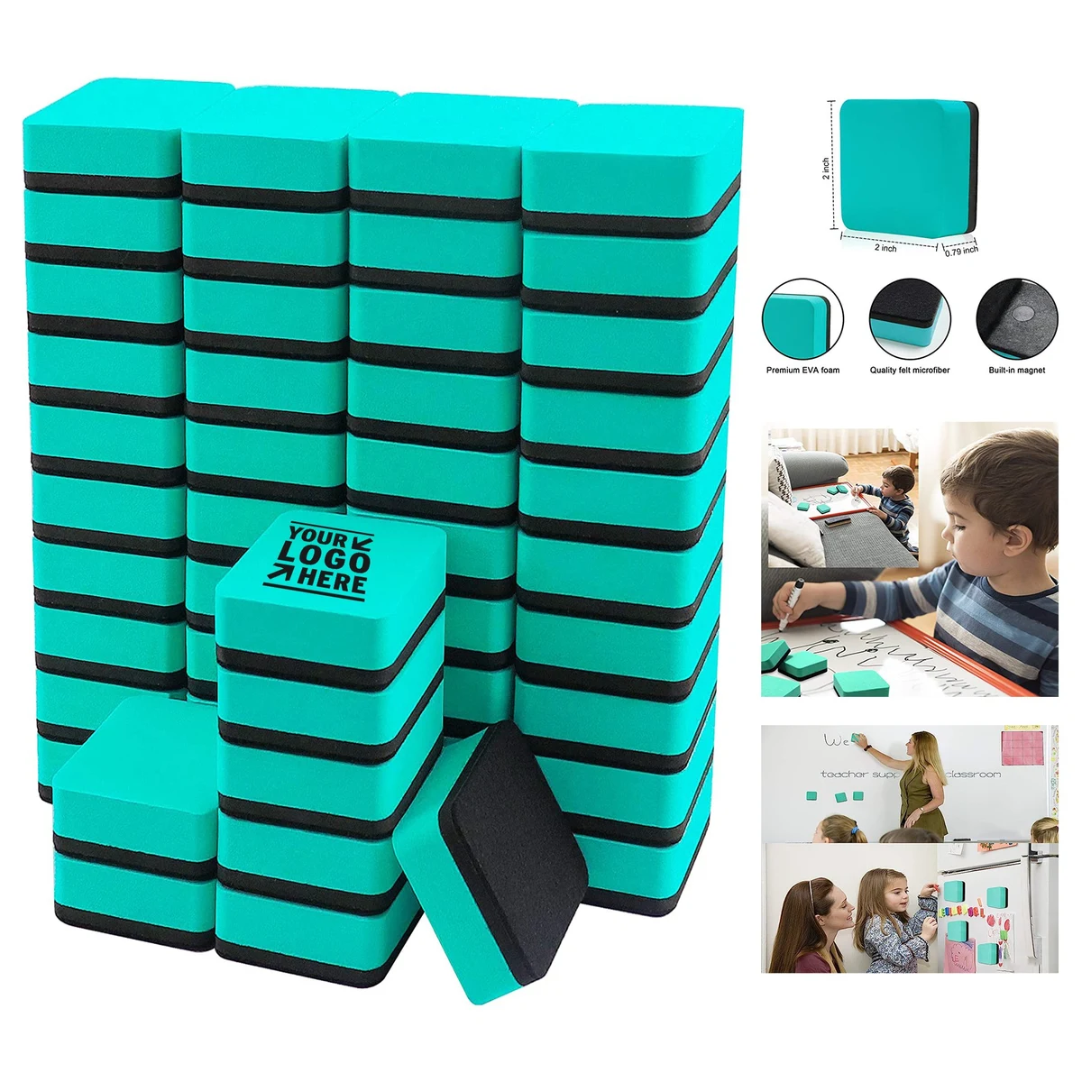 2 x 2 x 0.75 Inches Magnetic Whiteboard Mini Dry Erase Eraser 1