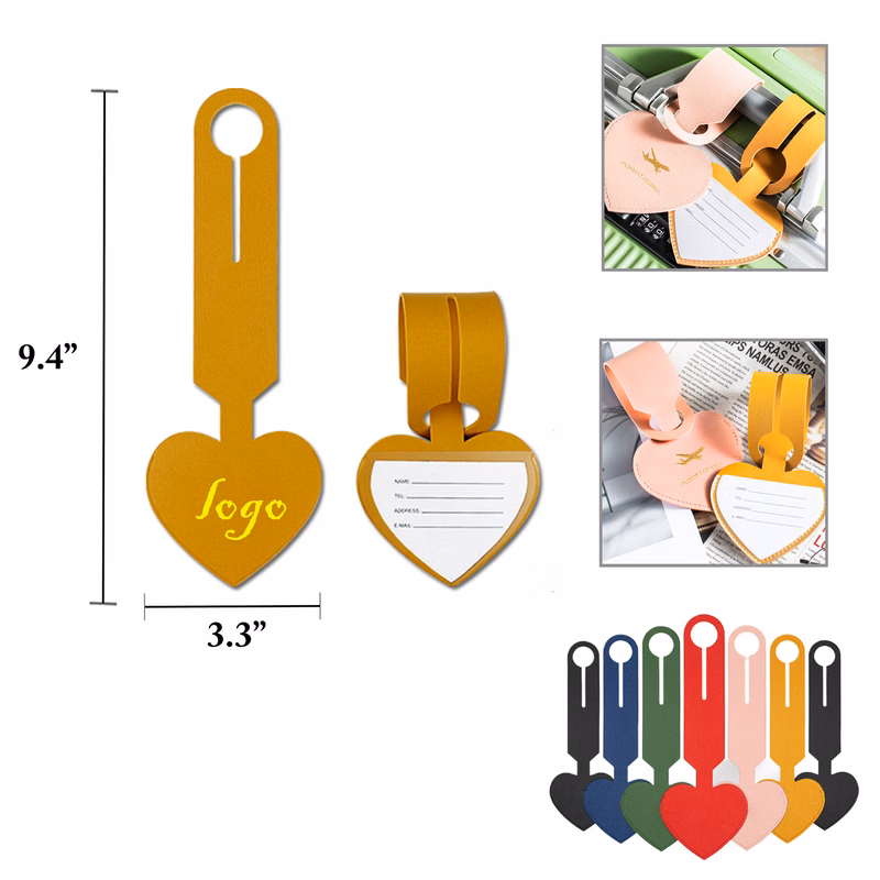 MOQ50 Heart Shaped PU Leather Luggage Tag