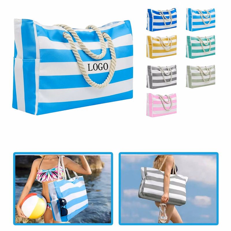 Fashionable Cotton Striped Outdoor Storage Bag
