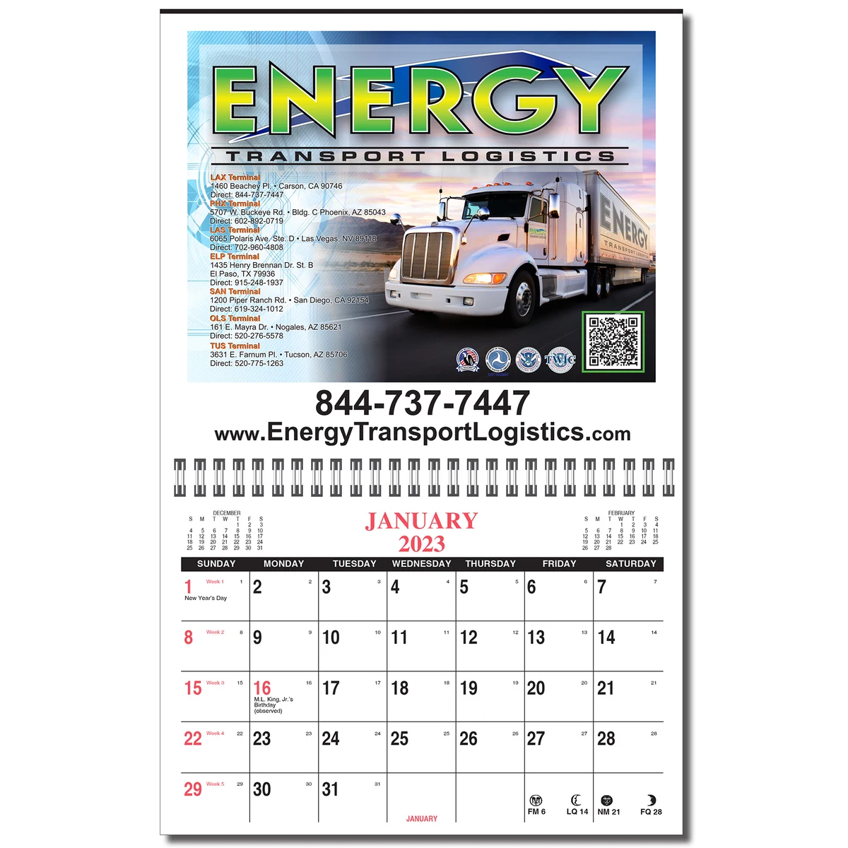 Wire-O Bound 12 Month Wall Calendar 1
