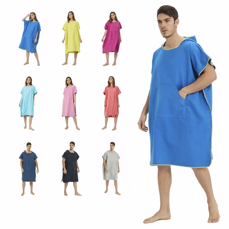 Quick-Drying Surf Poncho Robe With Hood And Front Pocket