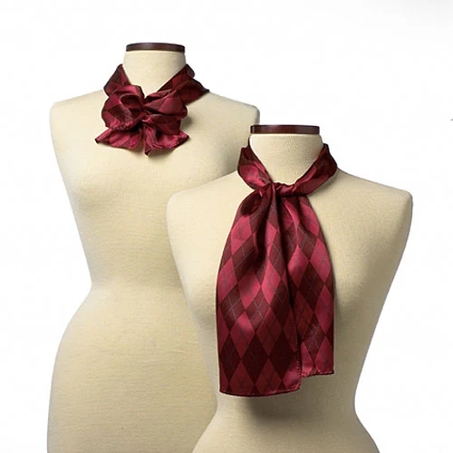 Maroon Argyle Silk Scarf (8"x45") 1