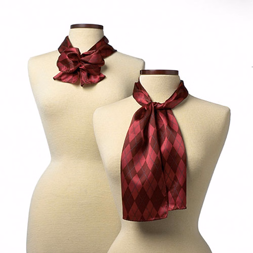 Maroon Argyle Silk Scarf (8"x45")