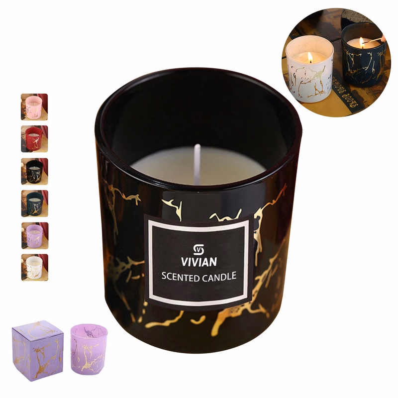 10 Oz. Scented Candle In Marbled Glass