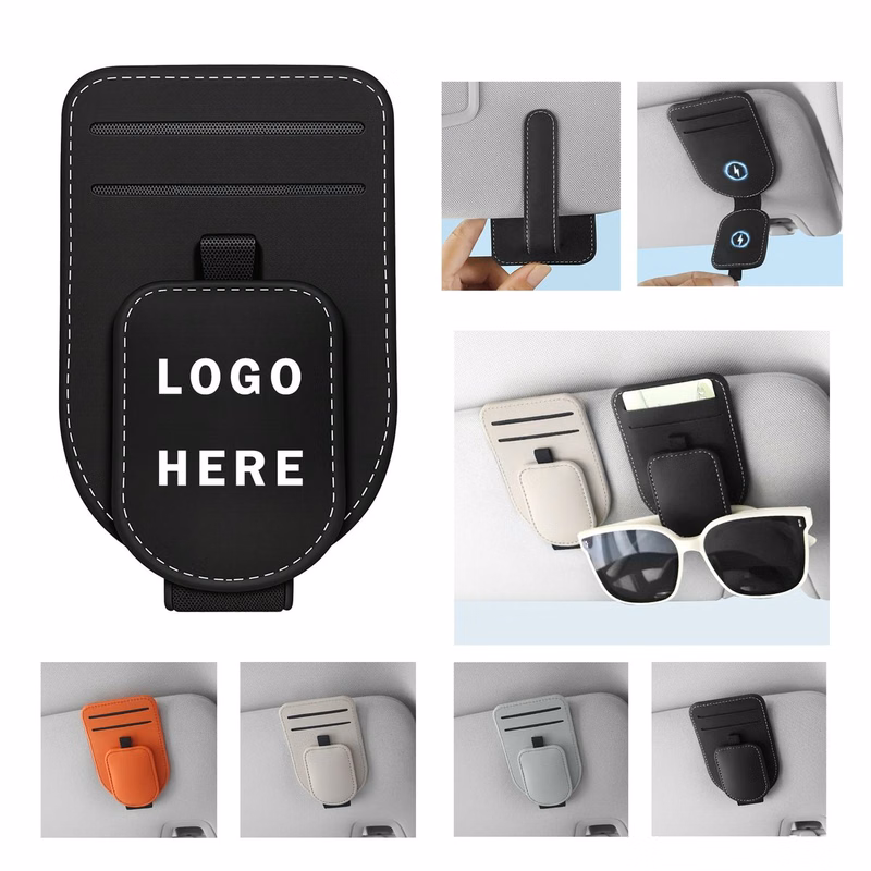 Magnetic PU Leather Visor Sunglasses Holder