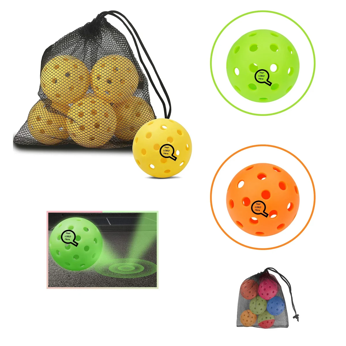 Silkscreen 40 Hole Outdoor Seamless Pickleball 1