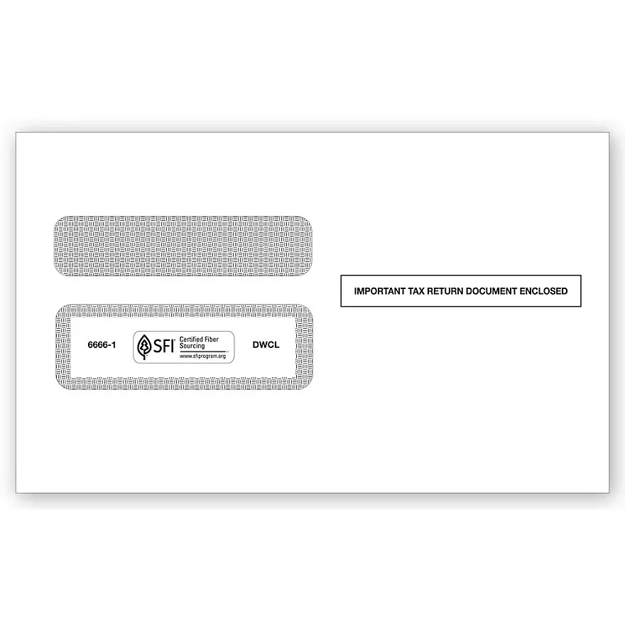 Envelopes, Double-Window, Gummed for W-2 Forms - 25/Pk 1