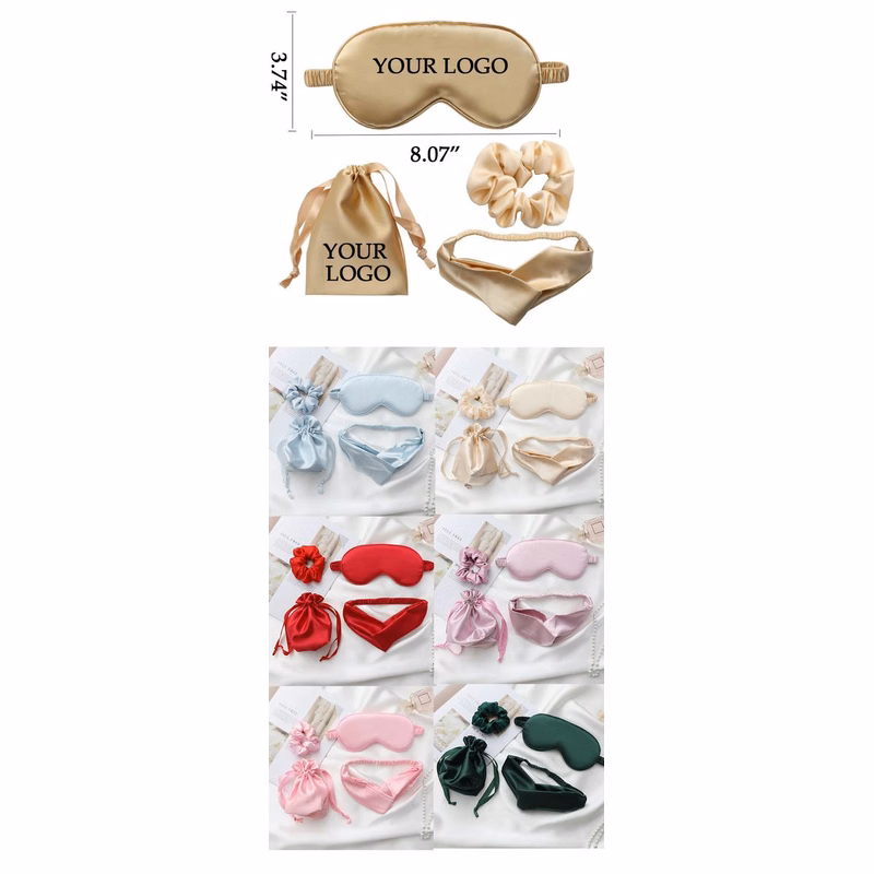 Silk Sleep Eye Mask Headband And Purse Set