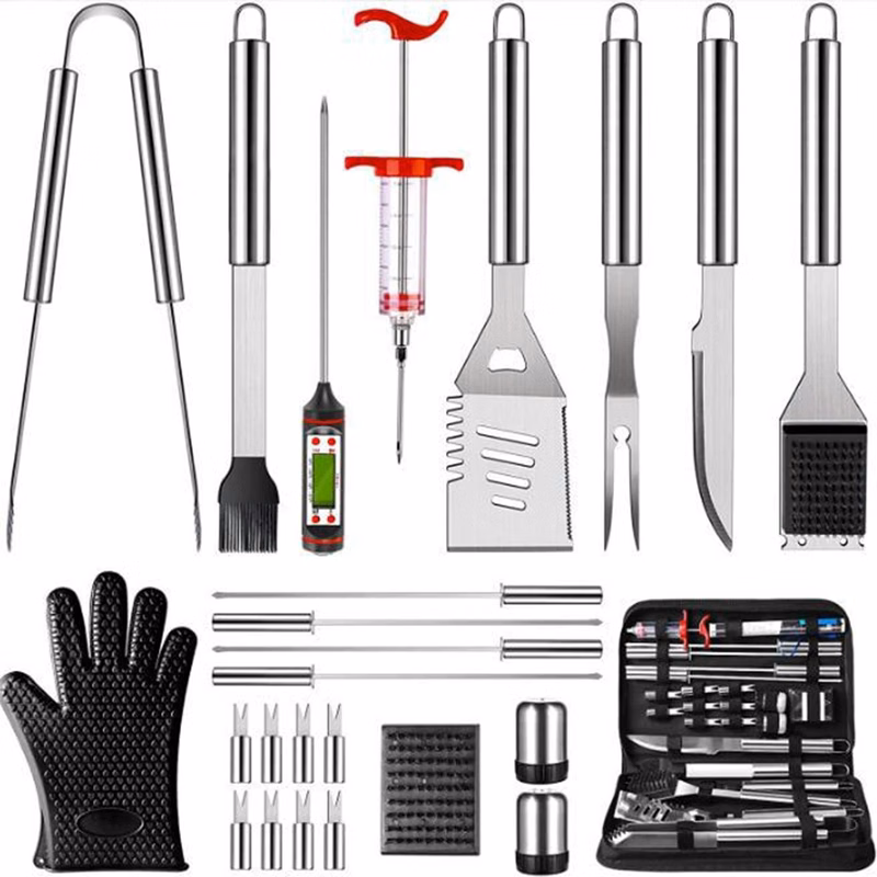 25Pcs Enlarged Handle Stainless Steel Grill Tools Set