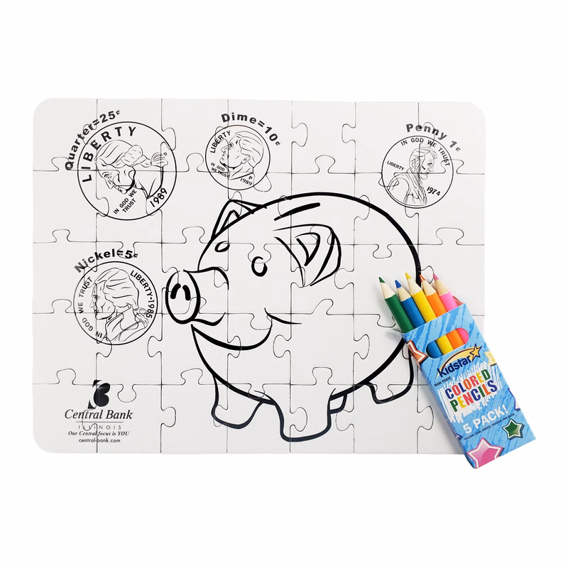35 Pieces - 8 1/4" x 10 1/2" - Medium Adult Coloring Puzzle