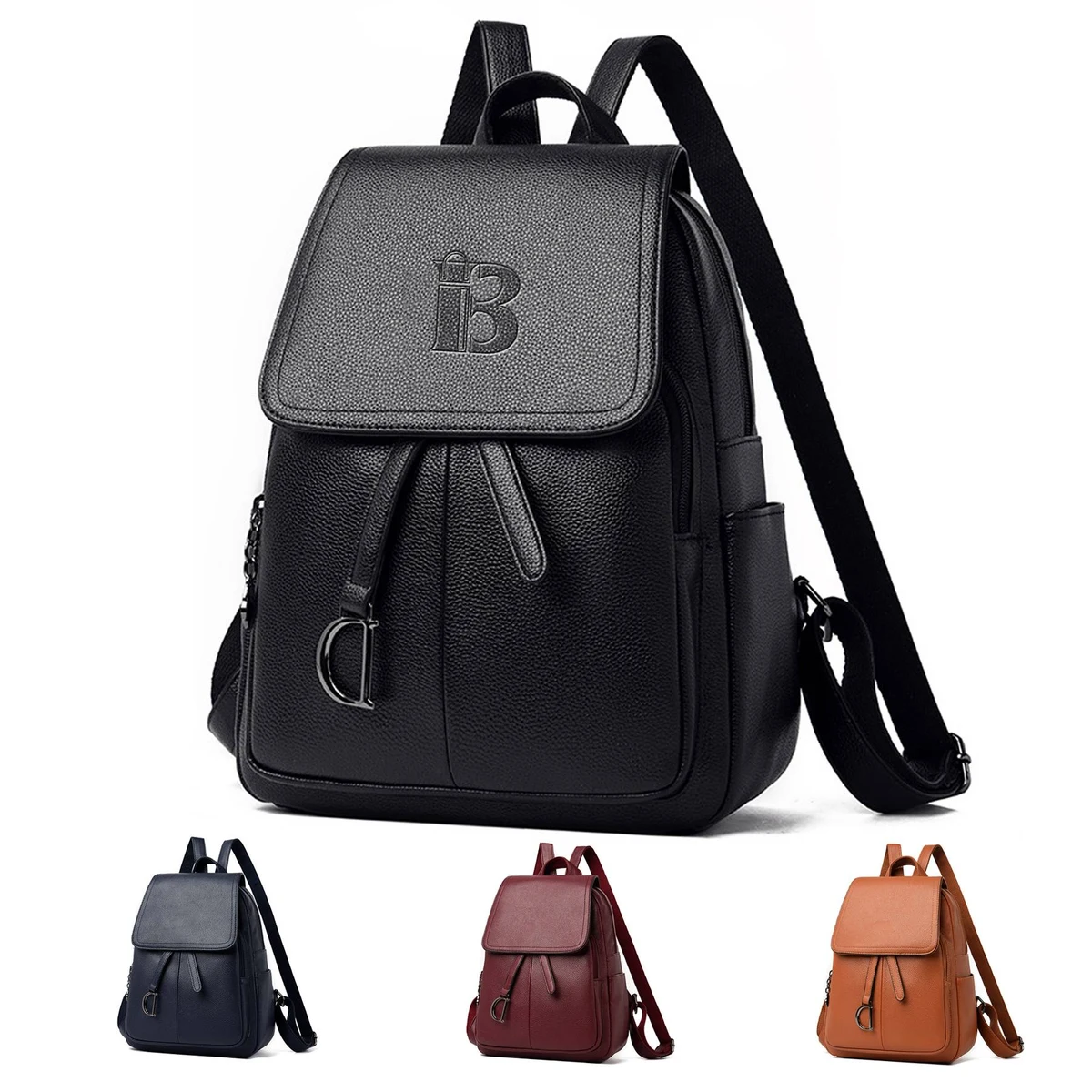 Large Capacity PU Leather Shopping Women's Fashion Backpack 1
