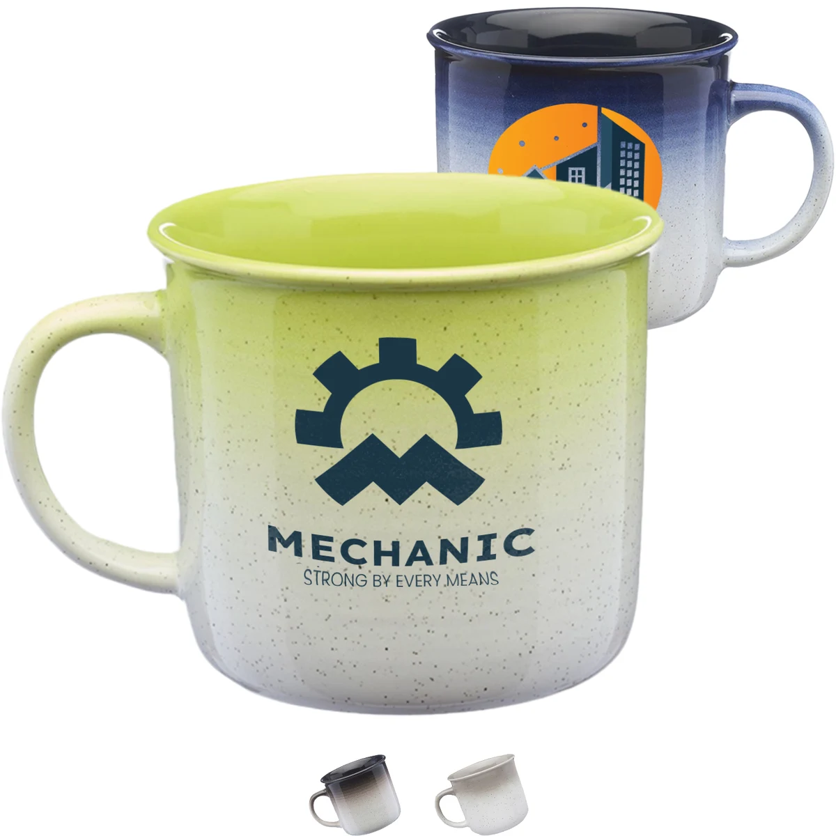 14 oz. Campire Gradient Ceramic Coffee Mugs w/ Flared Top 1