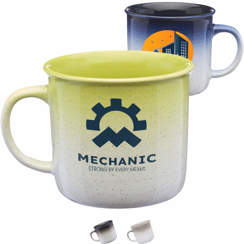 14 oz. Campire Gradient Ceramic Coffee Mugs w/ Flared Top