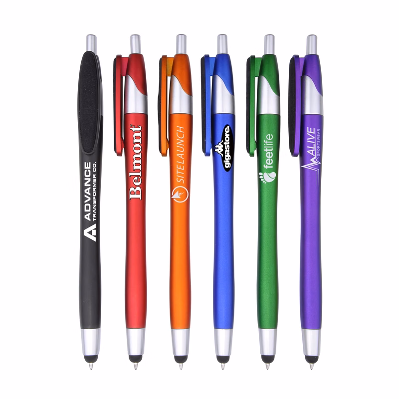 Metallic Colored Barrel Stylus Pen and Screen Cleaner