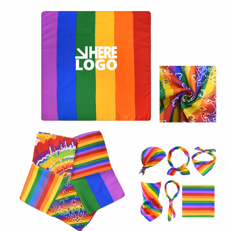 Rainbow Scarf Square Pride Day Bandana 21"