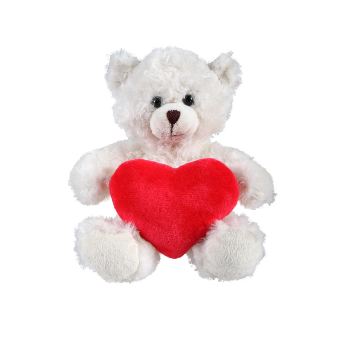 soft plush Cream Curly Sitting Bear with heart 1