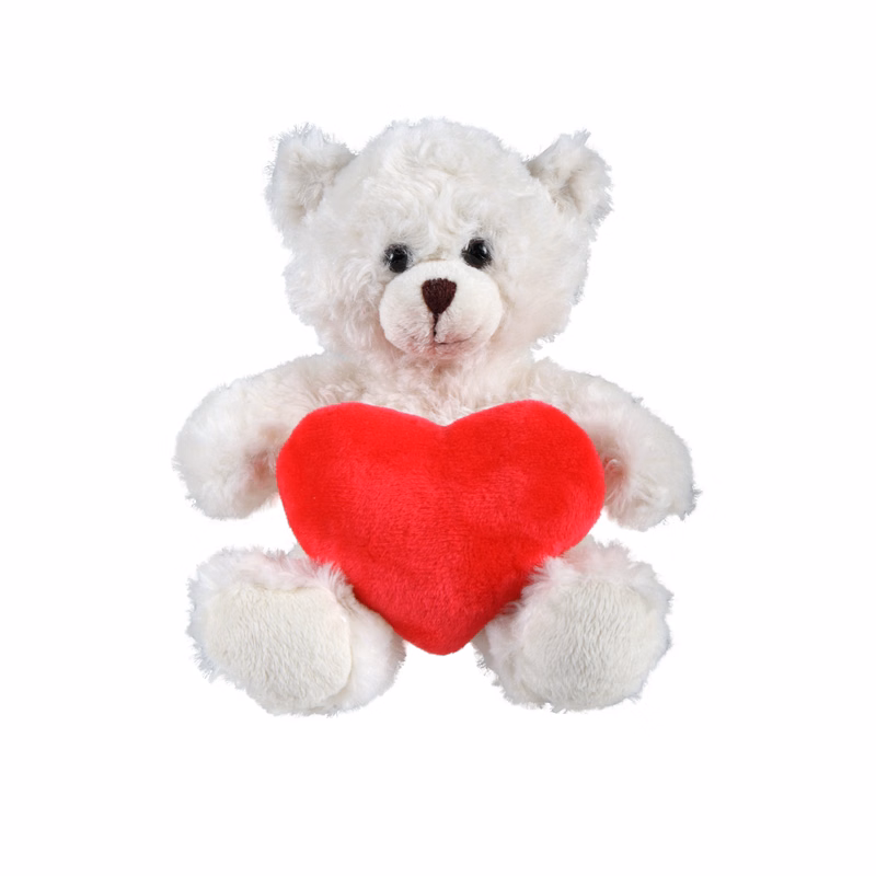 soft plush  Cream Curly Sitting Bear with heart