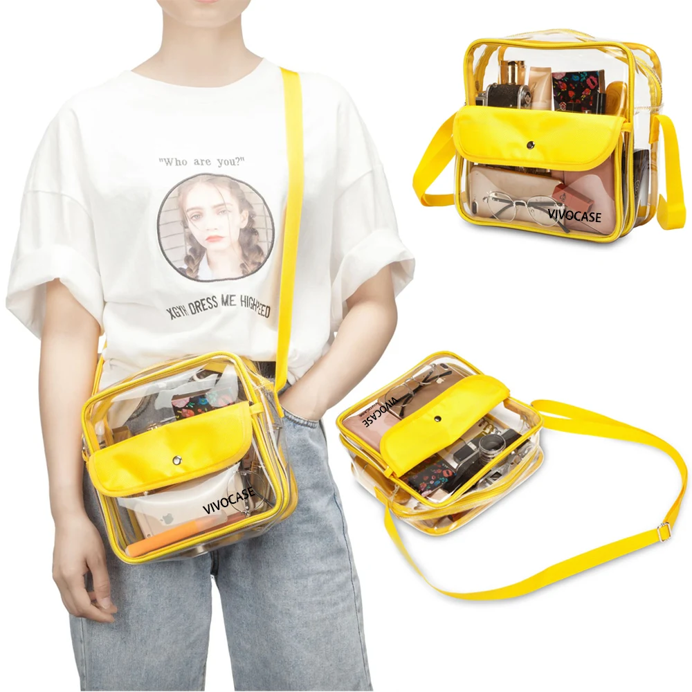 PVC Clear Square Zipper Tote Bag with Handles for Women 1