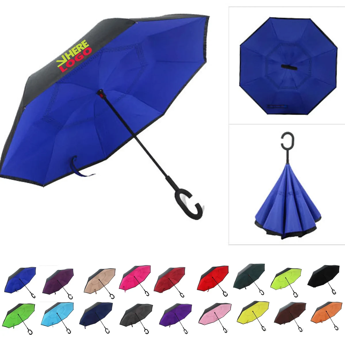 Large Double Canopy Vented Windproof Stick Umbrella 1