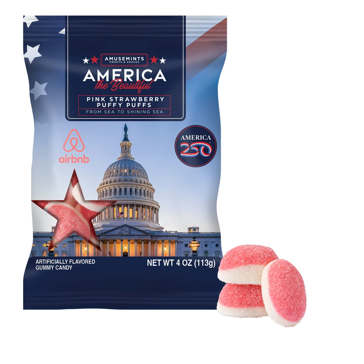 America 250- 4oz. Digibag-Strawberry Puffs 1