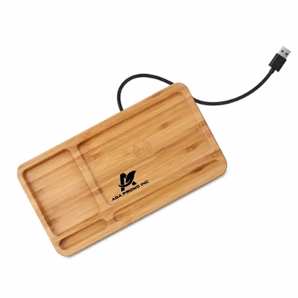 Bamboo Wireless Charger Desk Organizer
