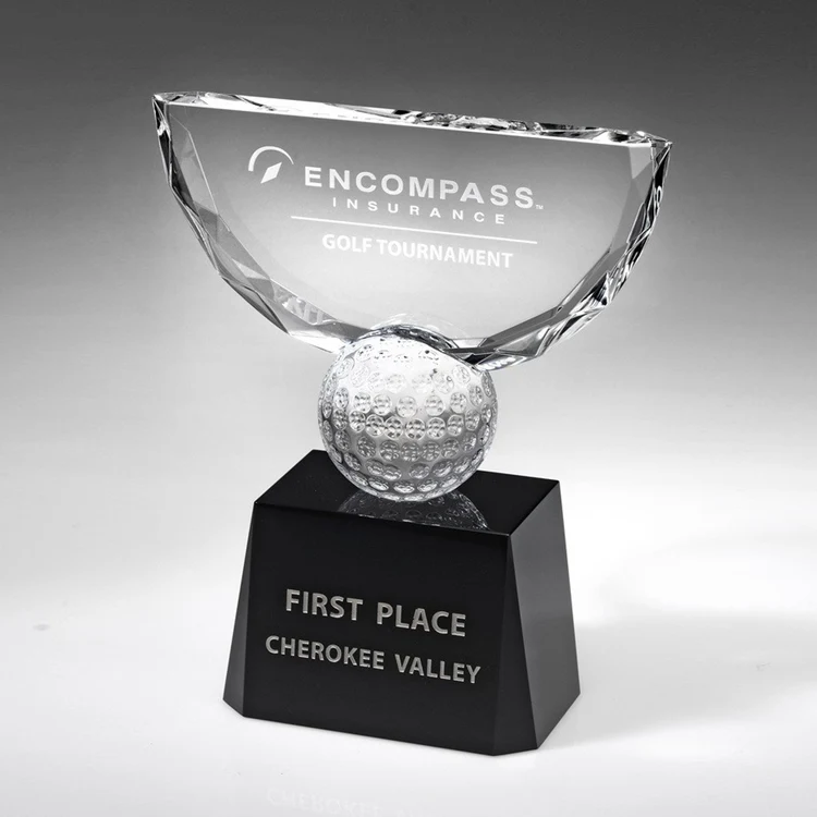 10 1/4" Crystal Award-Crowned Golf Trophy_D685CA 1
