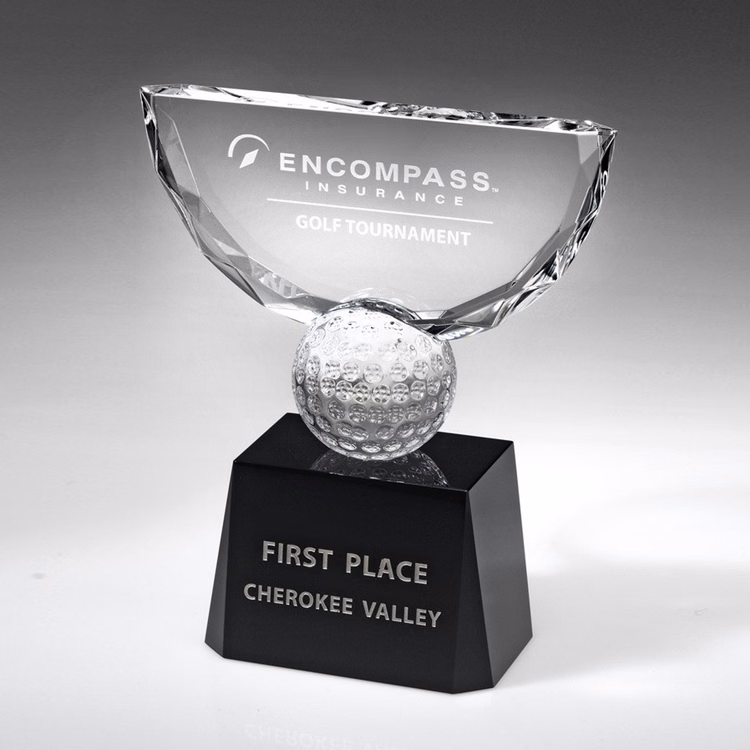 10 1/4" Crystal Award-Crowned Golf Trophy_D685CA