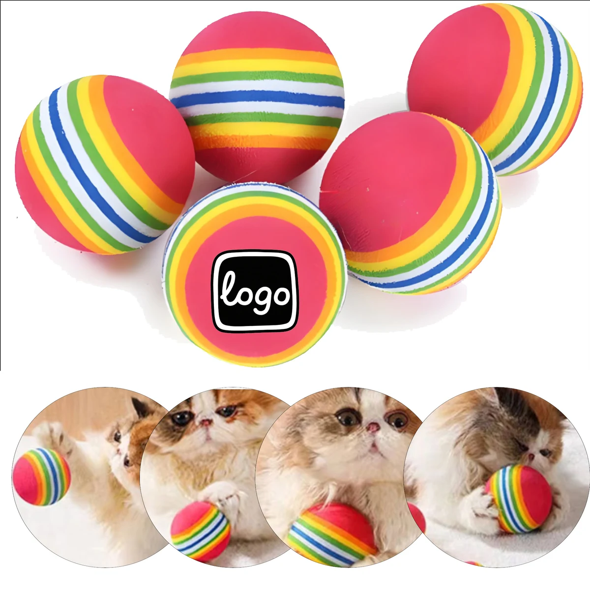 Rainbow Bouncy Plastic Pet Ball 1