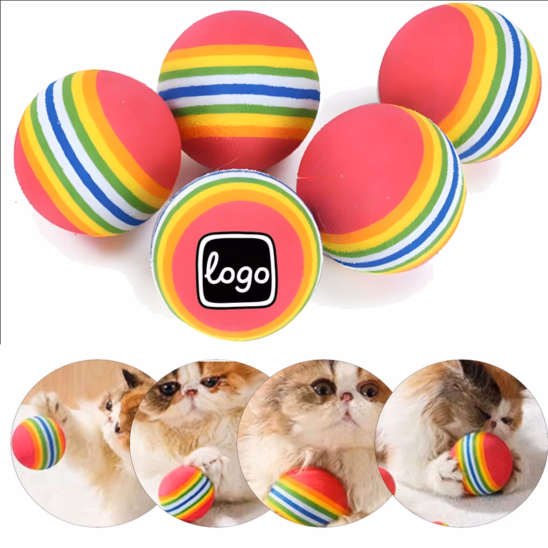 Rainbow Bouncy Plastic Pet Ball