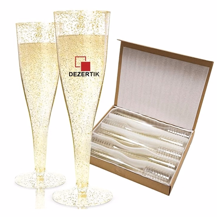4.5oz Glitter Disposable Champagne Flutes