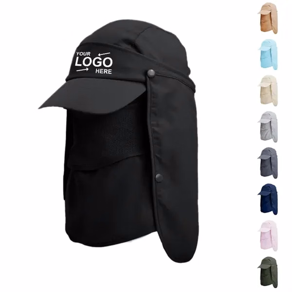 Custom Nylon UV Protection Bucket Hat With Neck Flap — Outdoor Recreation Giveaway