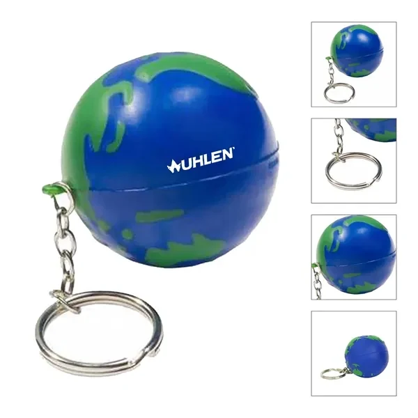 Custom Earth Shaped Foam Stress Reliever Keychain — 1.6 Inch Eco Activist Merch 1