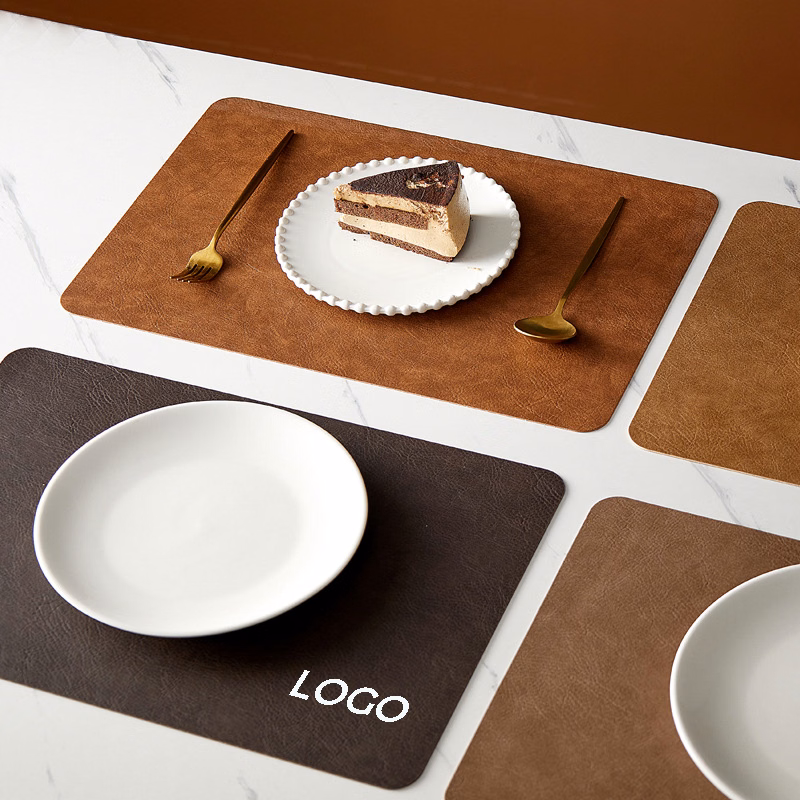 Faux Leather Waterproof Reversible Table Mats for Dining Table