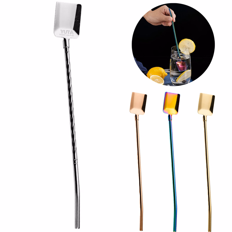 2-in-1 Stainless Steel Shovel Shape Straw Spoon