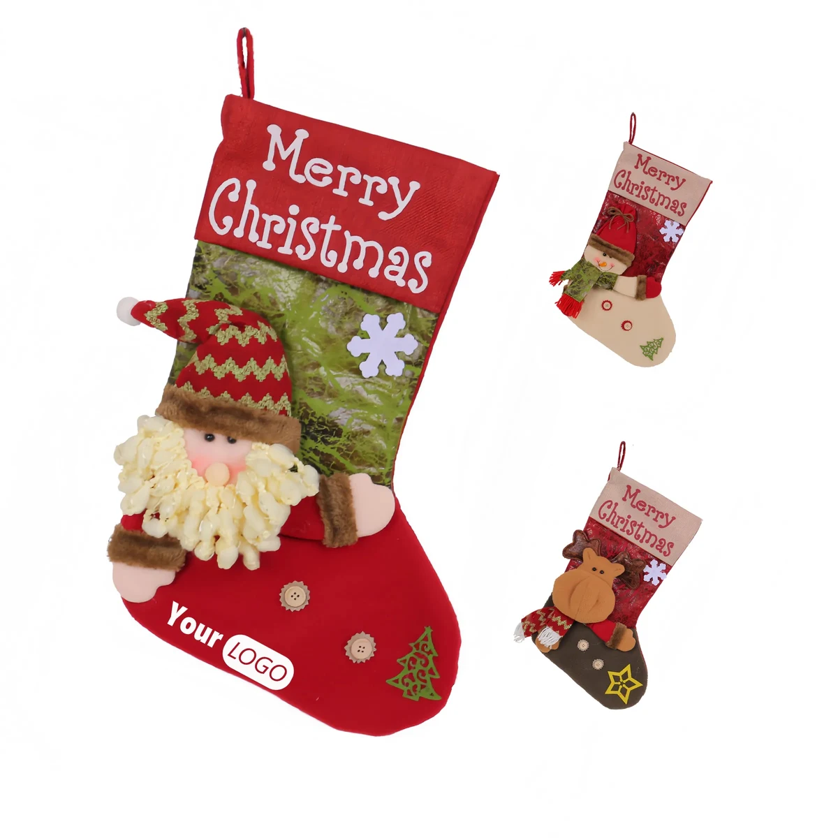 Polyester Big Head Doll Thickened Christmas Socks 1