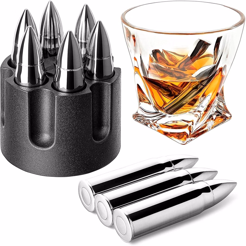 Whiskey Bullet Stones Stainless Steel Rocks,