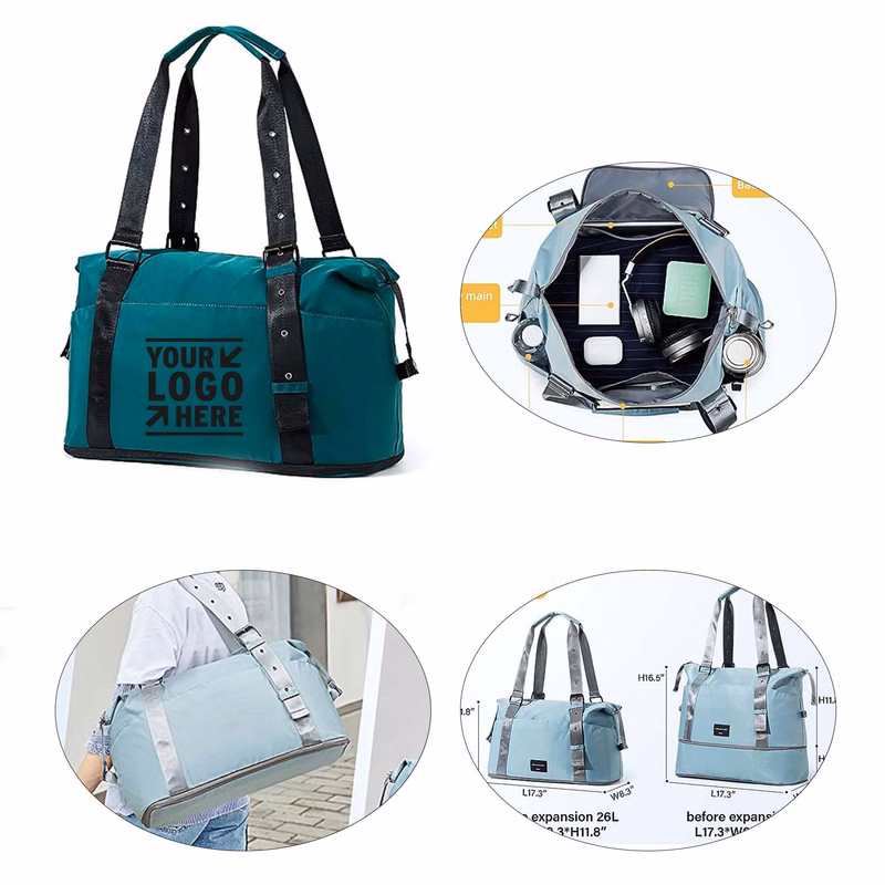 Expandable Foldable Duffle Carry On Weekend Tote Travel Bag With Adjustable Shoulder Strap
