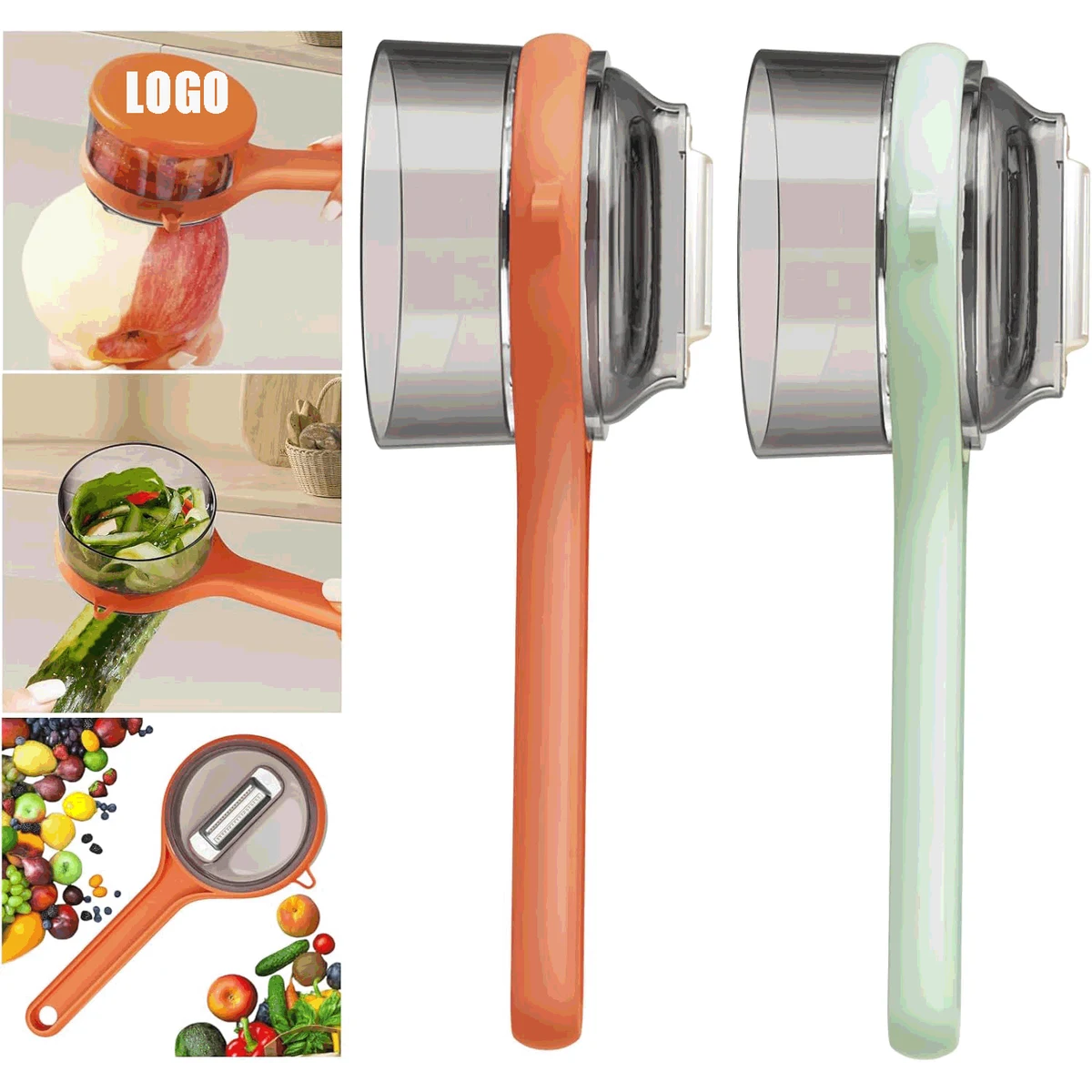 Peeling Knife with Storage Box/ Stainless Steel Multi-Function Peeler with Waste Catcher Bucket 1