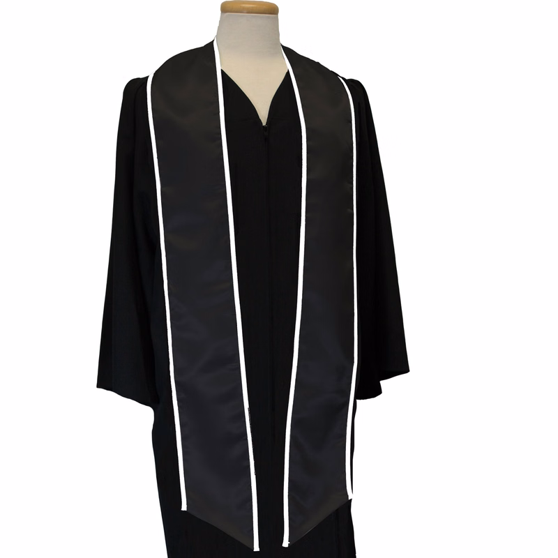 Black 84" Graduation Stoles With White Binding