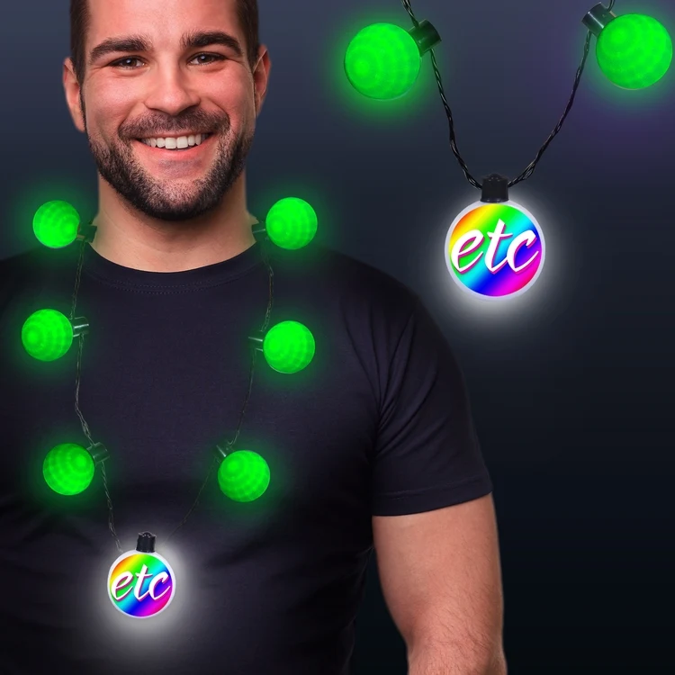 Green LED Medallion Ball Necklace 1