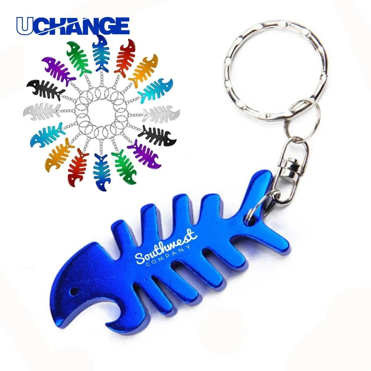 Fish Bone Metal Bottle Opener Keychain Creative Bar Tool 1