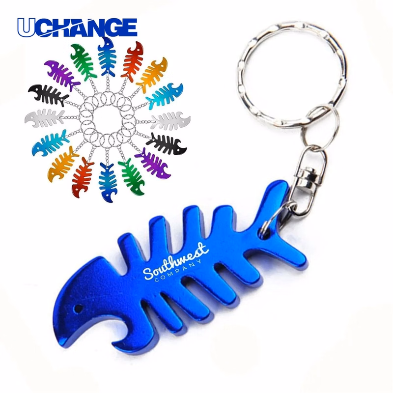 Fish Bone Metal Bottle Opener Keychain Creative Bar Tool