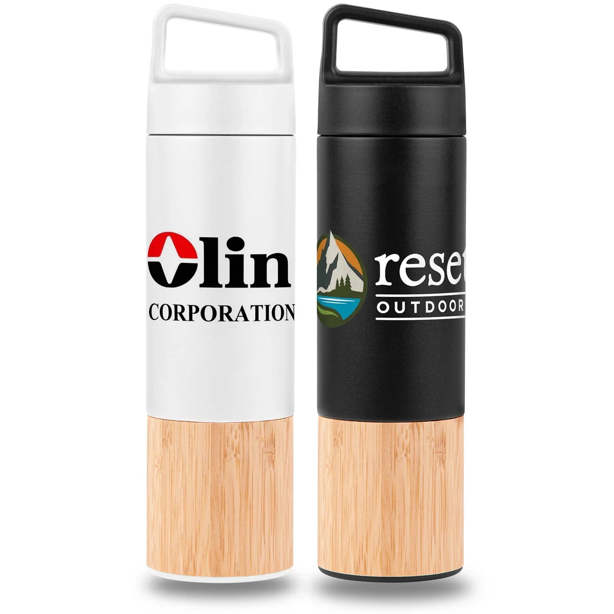 20oz. Bamboo-Wrapped Insulated Water Bottle with Handle & Po 1