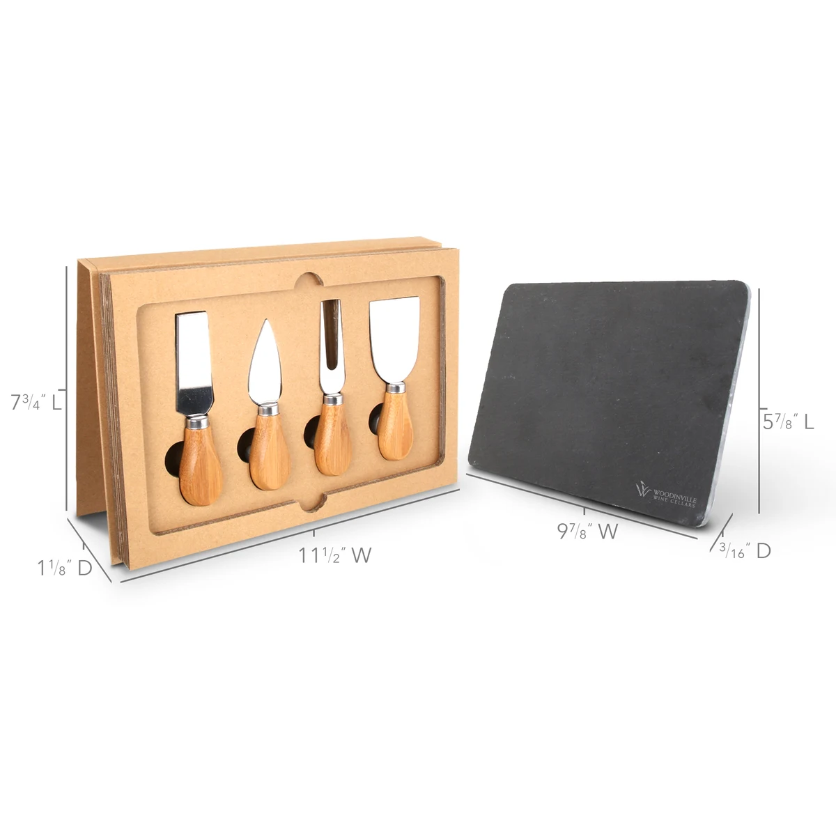 5-Piece Cheese Knife Set & Slate Cutting Board W/ Gift Box 1