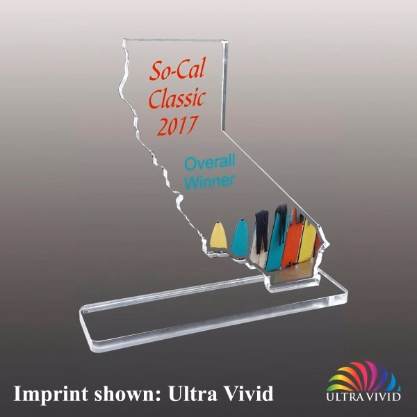 State of California Shaped Acrylic Award - Ultra Vivid Color