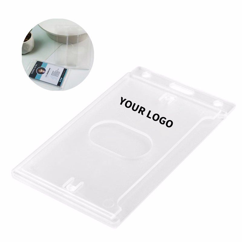 Vertical Hard Plastic Identification Card Holder With Thumb Slot 3.6" x 2.7"
