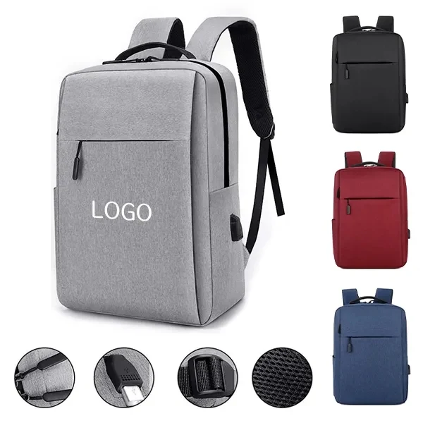 Black Business Laptop Backpack with USB Charging Included 1