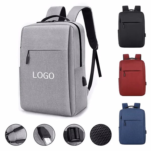 Black Business Laptop Backpack with USB Charging Included