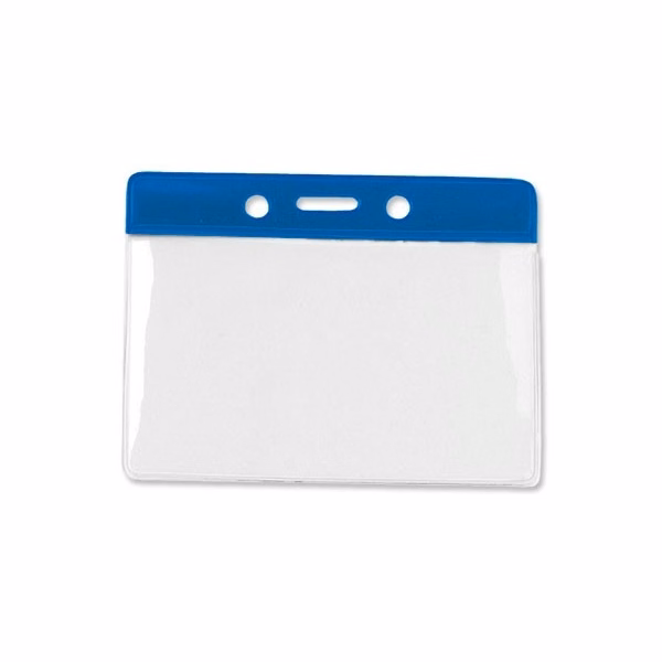 4.10" W x 3.50" H - Horizontal Color Bar Vinyl Badge Holder (Blank)