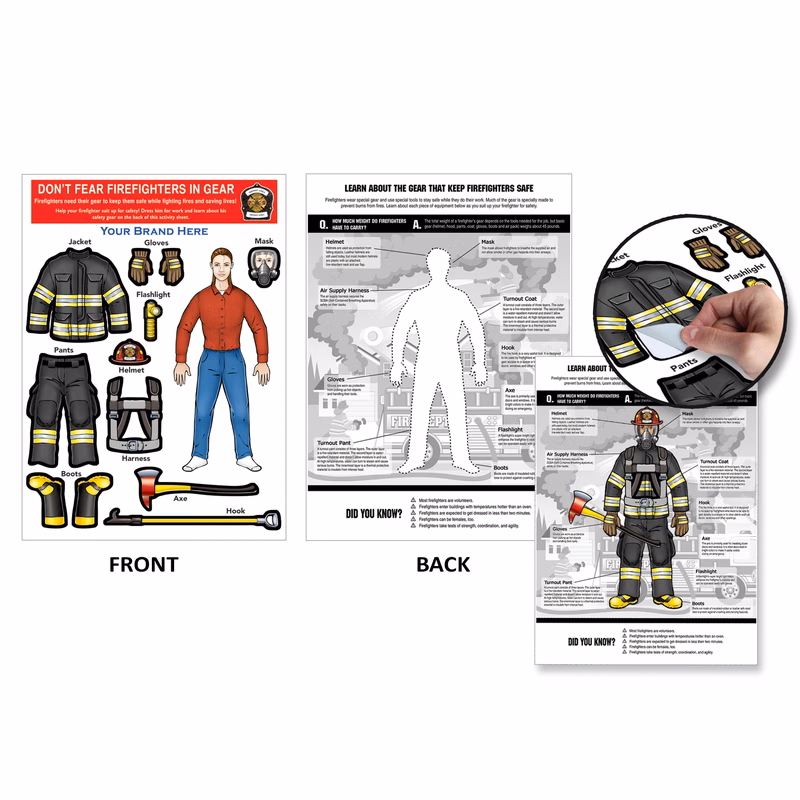 Fireman Dress-Up Peel-N-Place (Caucasian Female)
